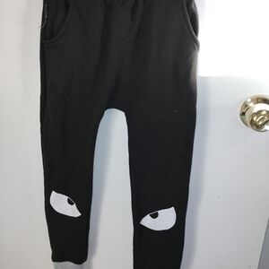 Kids Black Jogger Pants with Eye Design